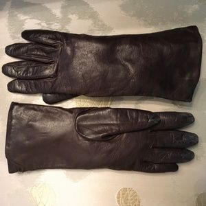 Dark Brown Leather Cashmere Lined Gloves